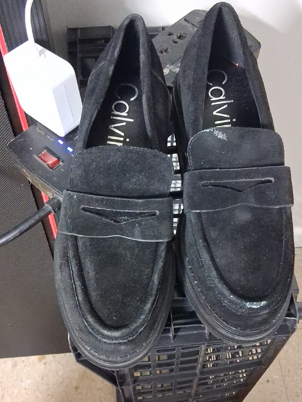 Calvin Klein Black Suede Women's Penny Loafers